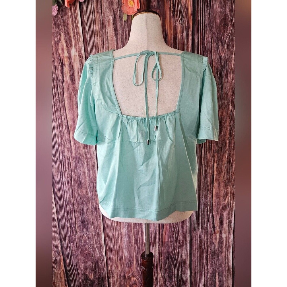 NWT NY & Company Ruffle Trim Portrait Tie Back Top Size XXL - Picture 4 of 8